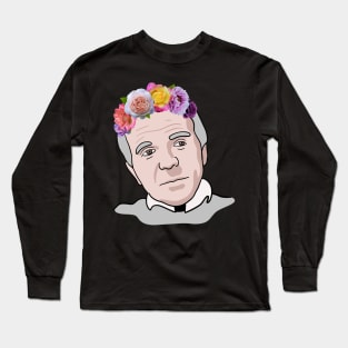 Gilles Deleuze - Philosophy Portrait With Flower Crown Long Sleeve T-Shirt